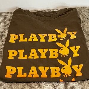 PLAYBOY Brown Yellow Orange Tee with Iconic Logo XL